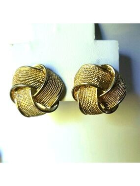 Fashion Gold Tone Love Knot Stud Earrings